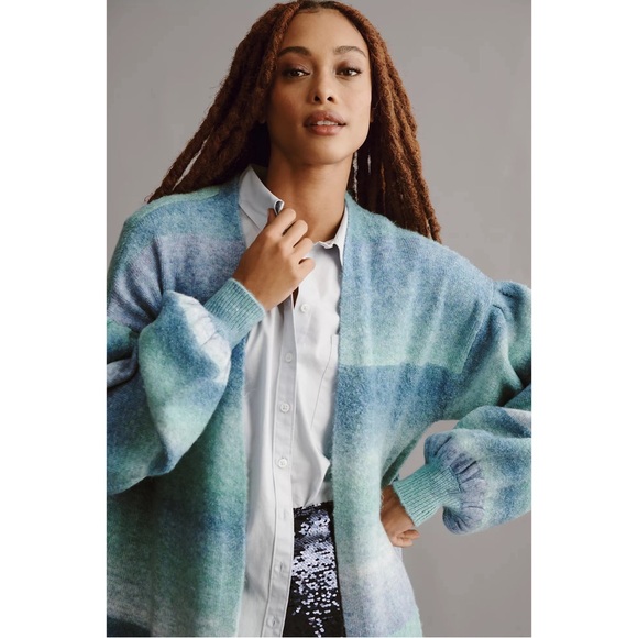 Anthropologie Cozy Ombre Stripe Duster Sweater NWT One Size Fits All - Picture 3 of 11